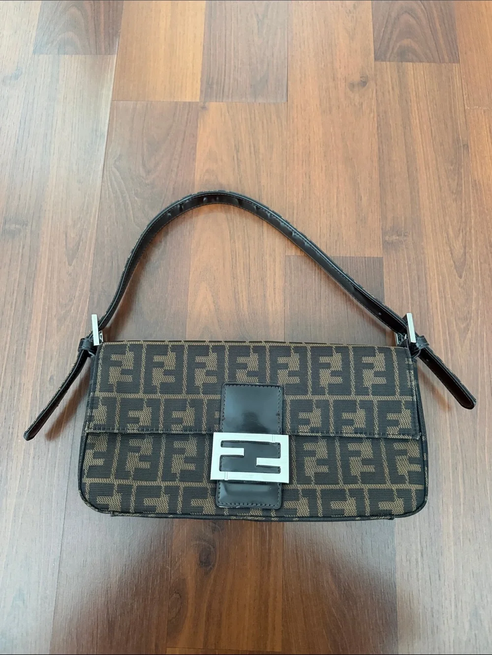 Y2K Vintage Brown and Black Monogram Hobo Bag